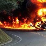 Camión cisterna ardió en llamas