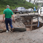Hundimiento en vía que conduce a Venecia, Amagá y Fredonia